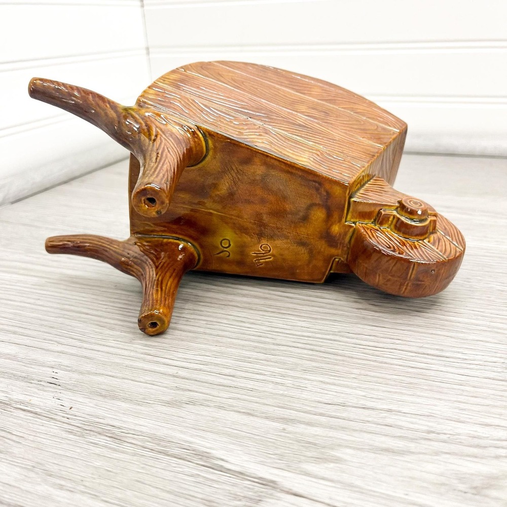 1974 Ceramic Wheelbarrow Plant Holder - Vintage Handmade Rustic Vase Signed Jo - Picture 5 of 7